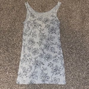 Black and Grey Flower Design Tank Top